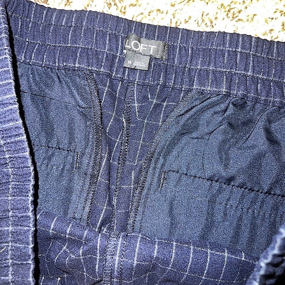 Loft Comfort Navy Blue Checkered Elastic Waistband Drawstring Pants - Picture 9 of 11
